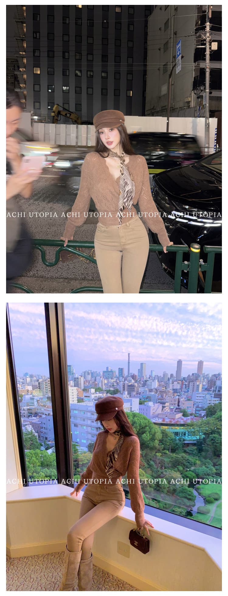achi 대 또한 수영장 양 낙타 모헤어 화이트 V넥 홀로우 아웃 니트 기본 셔츠 맨위 여성 루즈핏 양모 스웨터 상세 이미지 18
