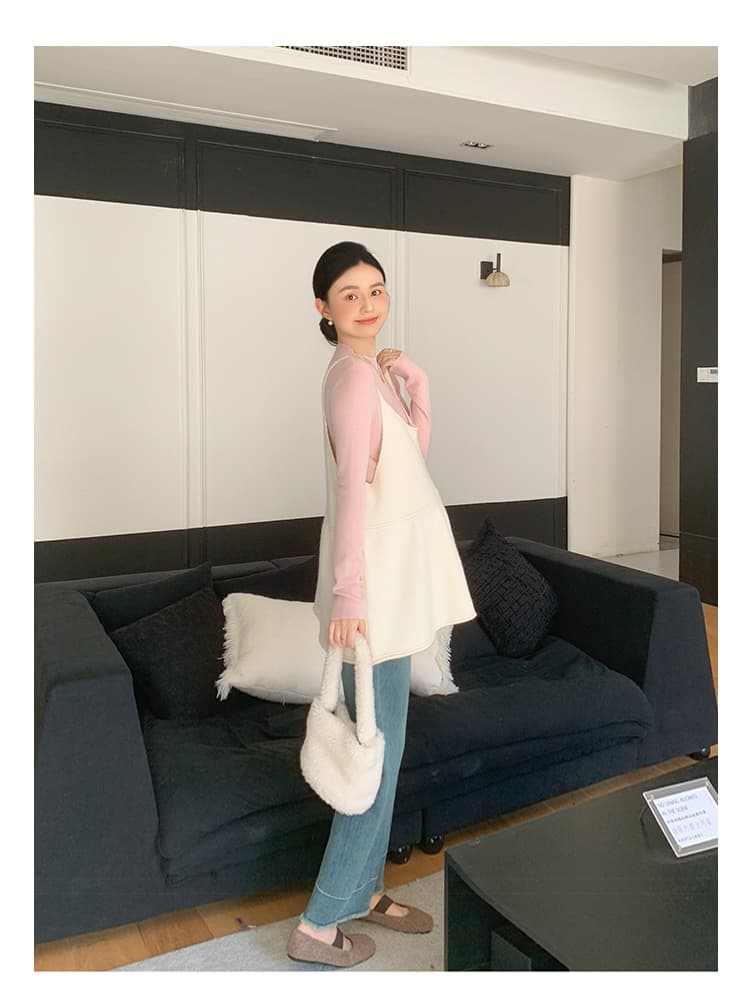 임산부 가을 한 부서 투피스 세트 2026 새로운 느긋한 바람 루즈핏 슬림해 보이는 슬립 베스트 반하이넥 만나는 세트 상세 이미지 50
