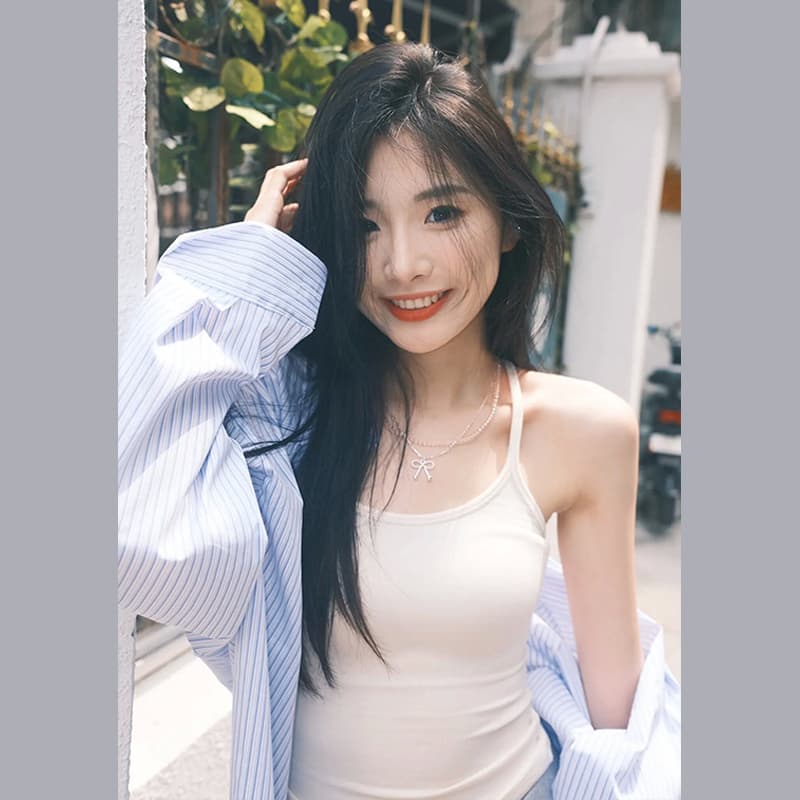 파란색 스트라이프 셔츠 재킷 2025 새로운 가을 느긋한 바람 한 부서 두꺼운 스타일 셔츠 상세 이미지 7