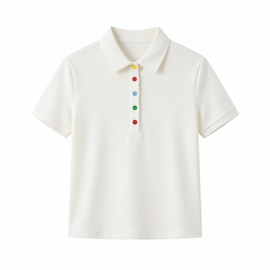 화이트 반팔 POLO 셔츠 여성 여름 새로운 색상 단추 폴로 칼라 비즈니스 캐주얼 다용도 POLO 칼라 맨위 이미지 6