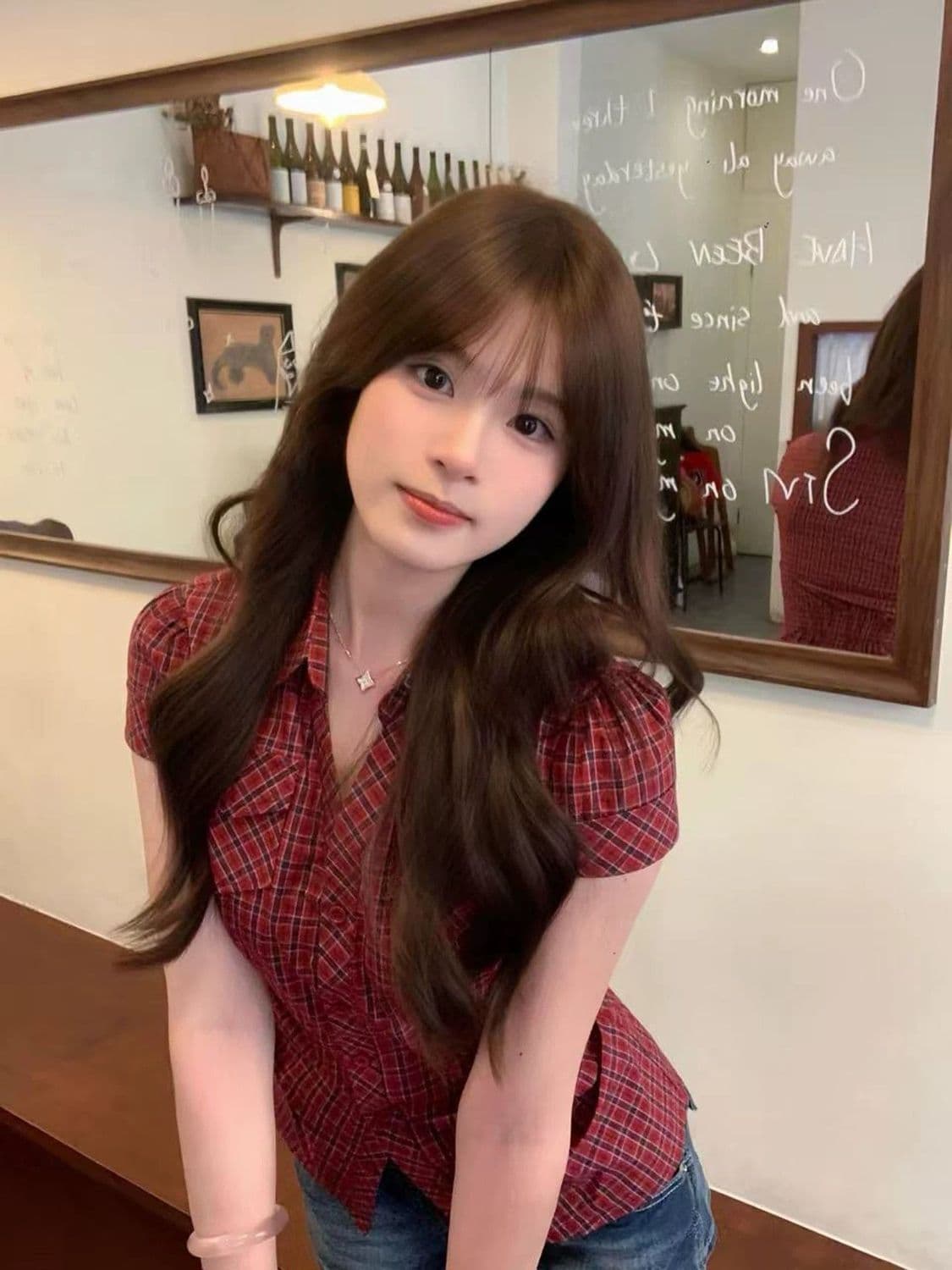 2026 아메리칸 레트로 긍정적 인 어깨 한 부서 빨간색 셔츠 반팔 여름 몸매 가꾸기 슬림해 보이는 셔츠 맨위 상세 이미지 3