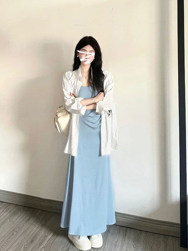 2026 새로운 달콤한 매운맛 여성 드레스 여름 프랑스식 슬립 롱 스커트 도루 센스 몸매 가꾸기 품격 휴가 치마 상세 이미지 6