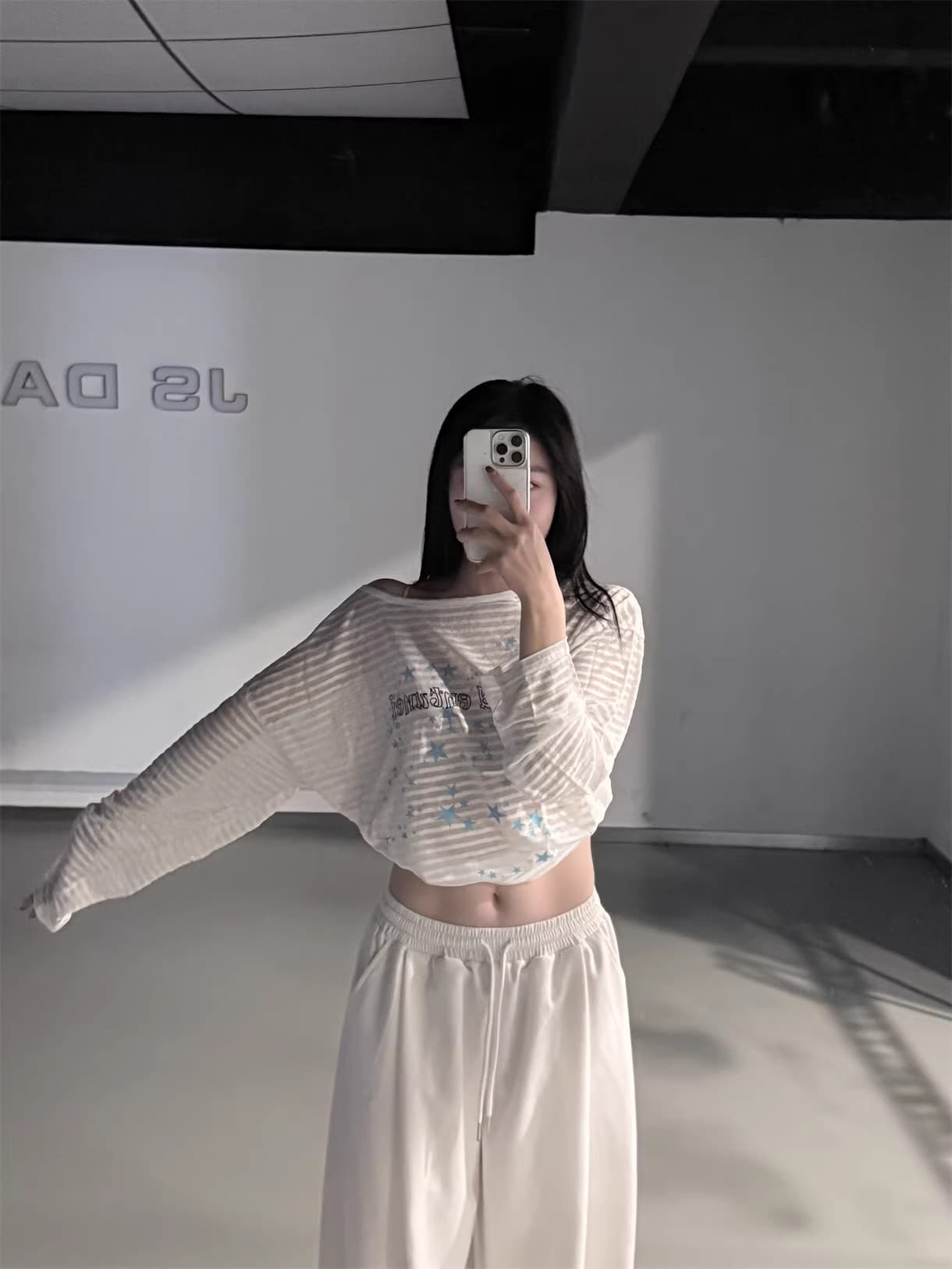 원본 품질 아메리칸 핫걸 재즈 블라우스 프린트 비스듬한 어깨 긴팔 티셔츠 상세 이미지 5