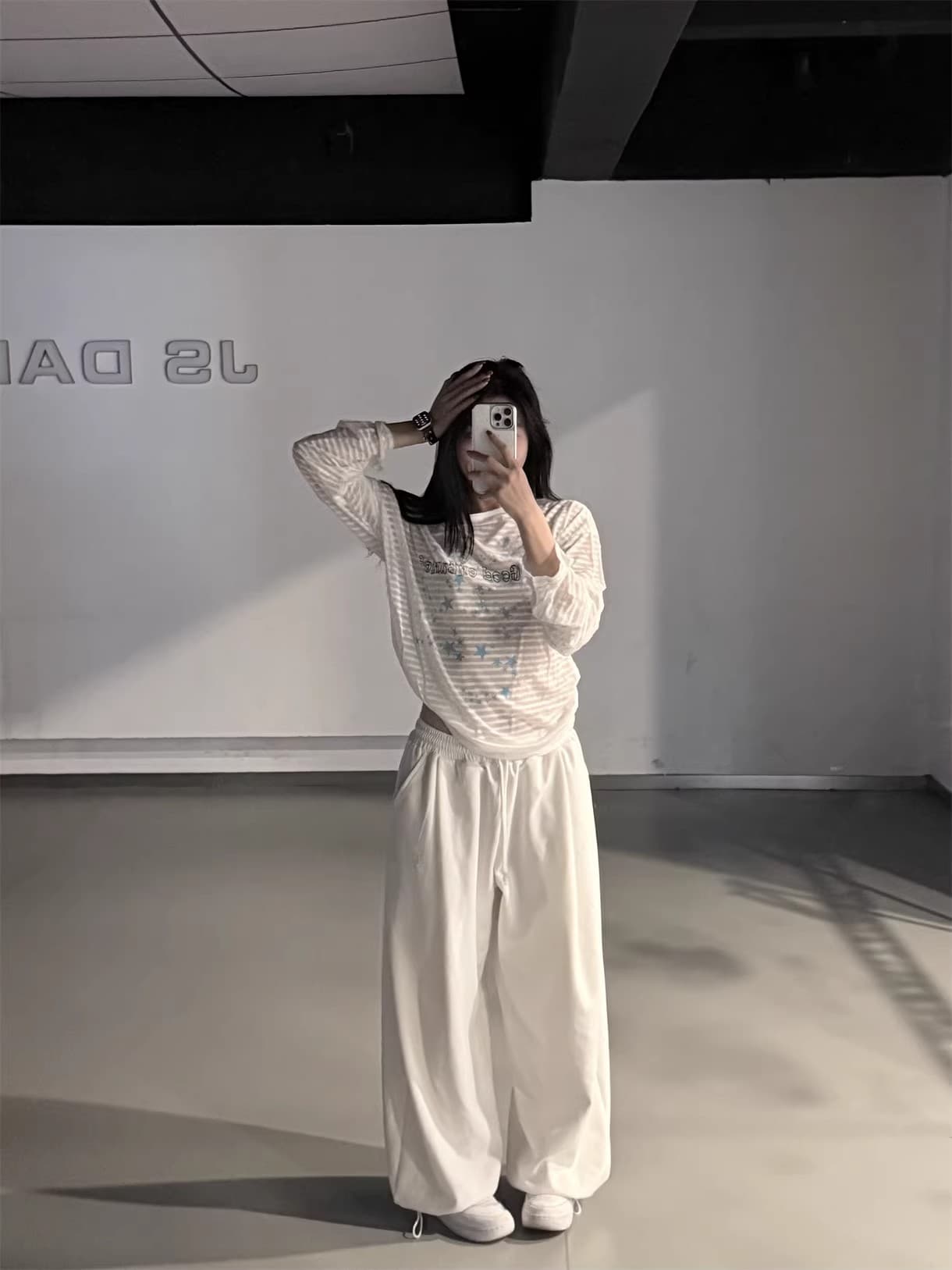 원본 품질 아메리칸 핫걸 재즈 블라우스 프린트 비스듬한 어깨 긴팔 티셔츠 상세 이미지 8