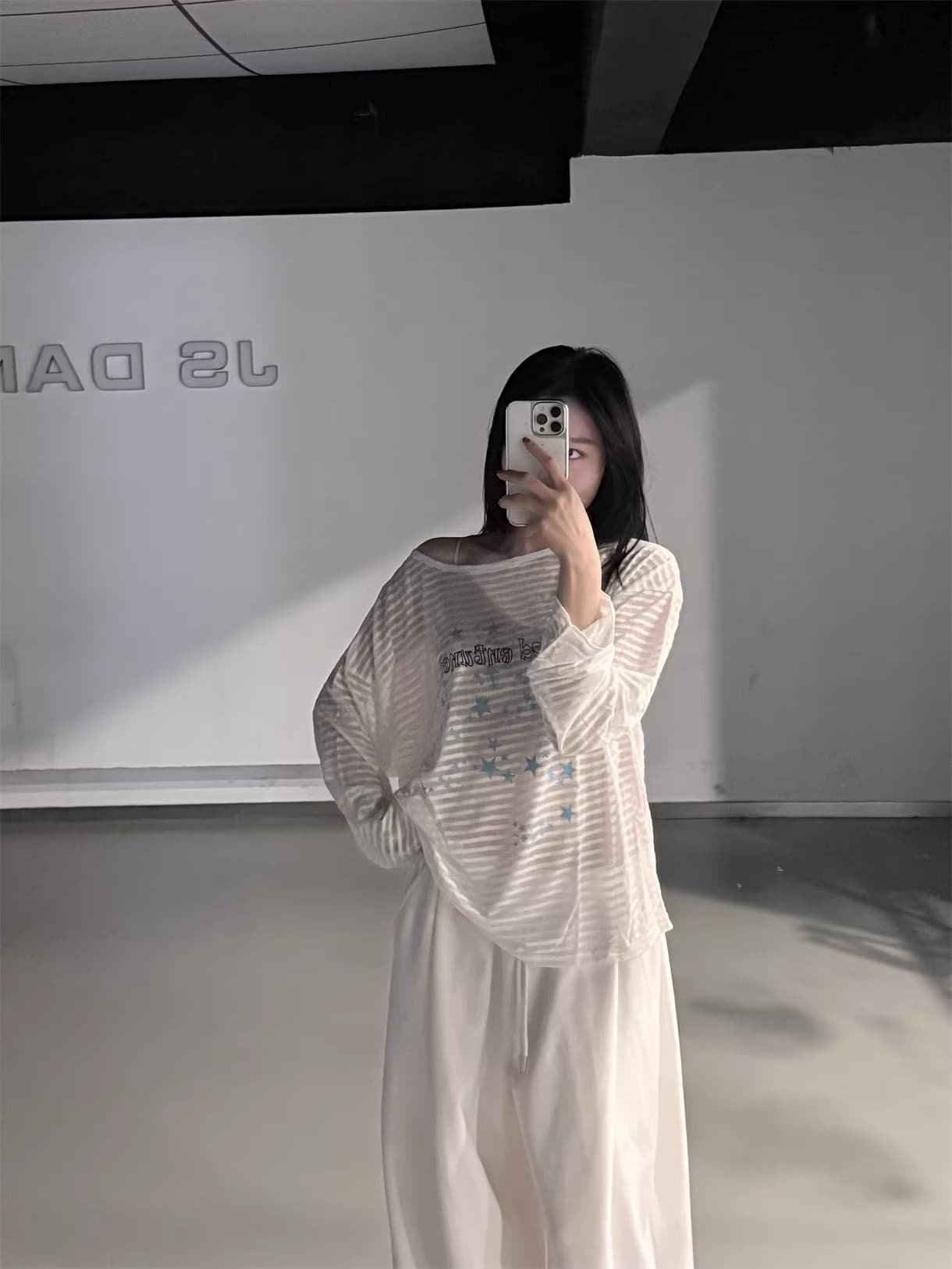 원본 품질 아메리칸 핫걸 재즈 블라우스 프린트 비스듬한 어깨 긴팔 티셔츠 상세 이미지 12