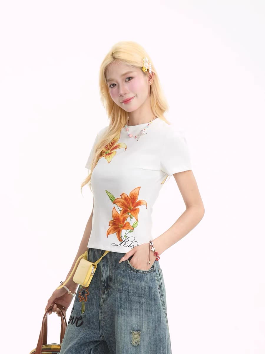 40 220 그램 빗질하다 92 면 8 암모니아 Lun 이후 패키지 칼라 몸매 가꾸기 슬림해 보이는 긍정적 인 어깨 반팔 티셔츠 여성 상세 이미지 5