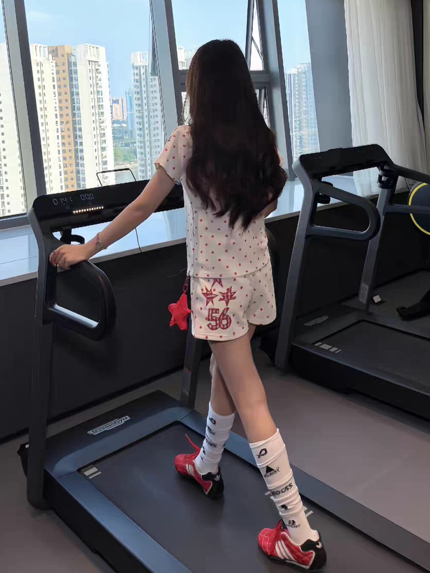 40s 좋은 면 1 1 리브 원본 솜씨 전체 인쇄 자수 별 달콤함 맨위 여성용 짧은 소매 티셔츠 반바지 여름 상세 이미지 28