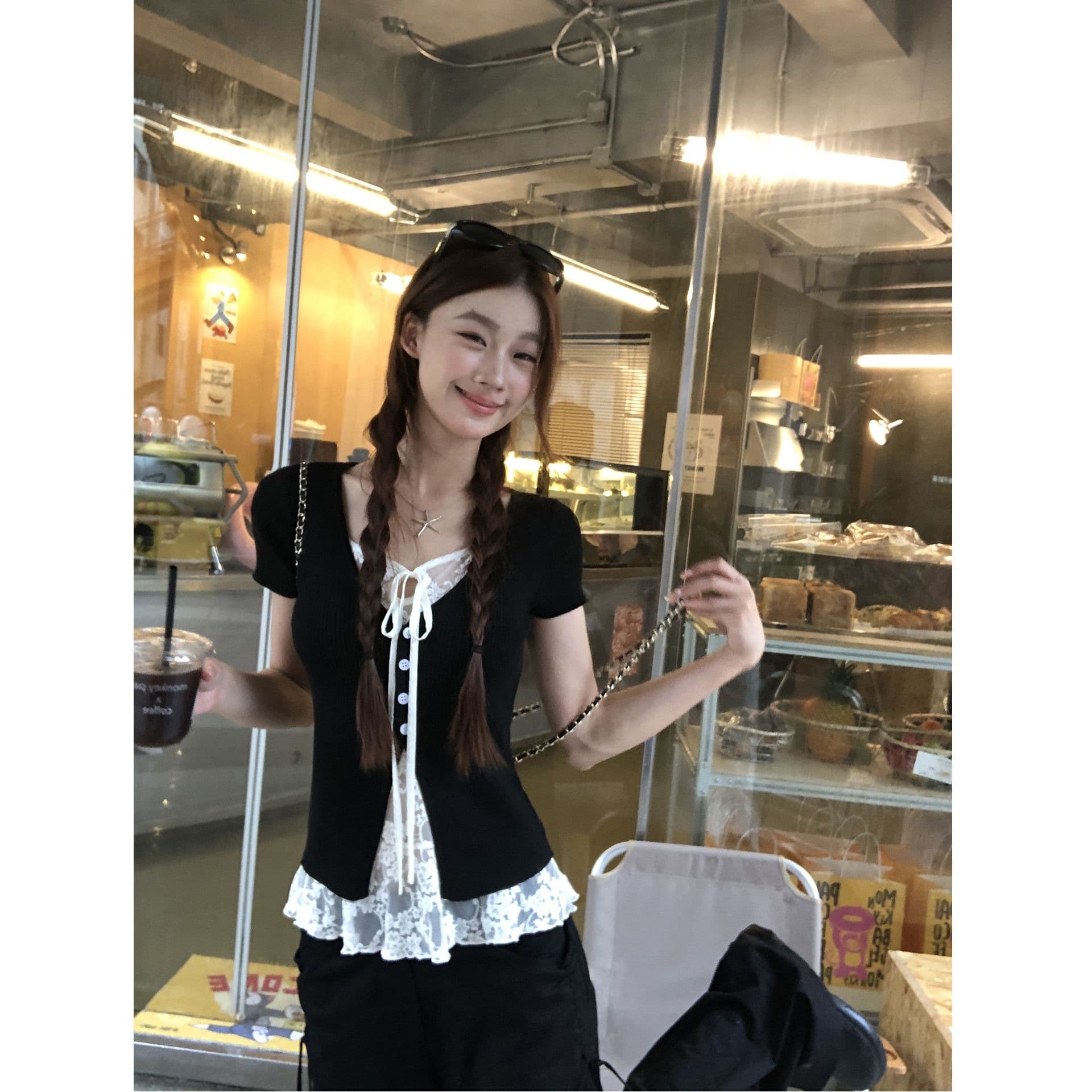 새로운 수묵화 강남 슬립 드레스 품격 헤일로 염색 우아한 센스 꽃무늬 롱 스커트 여름 오픈 가디건 투피스 세트 이미지 3