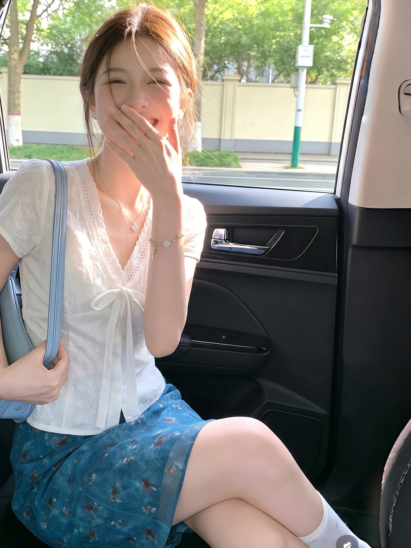 순면 자카드 원단 네리 반팔 여성 셔츠 여름 레이스업 자수 쇼트 스타일 부드러운 순수한 욕망 거품 소매 맨위 상세 이미지 3
