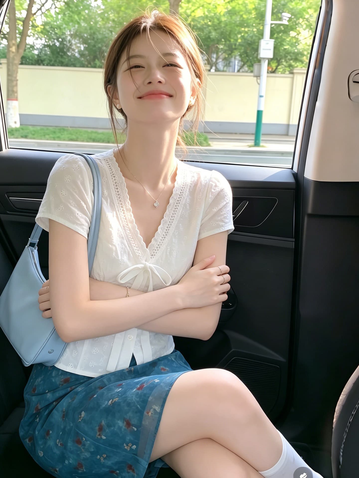 순면 자카드 원단 네리 반팔 여성 셔츠 여름 레이스업 자수 쇼트 스타일 부드러운 순수한 욕망 거품 소매 맨위 상세 이미지 7