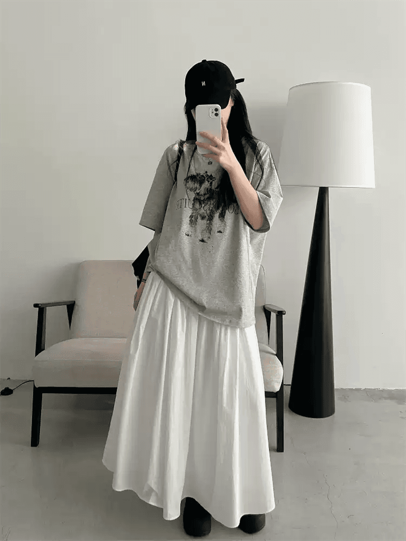 21 순면 210 그램 이후 패키지 칼라 여름 드레스 한 부서 반팔 티셔츠 여성 한국 스타일 루즈핏 빅 사이즈 프린트 상세 이미지 6