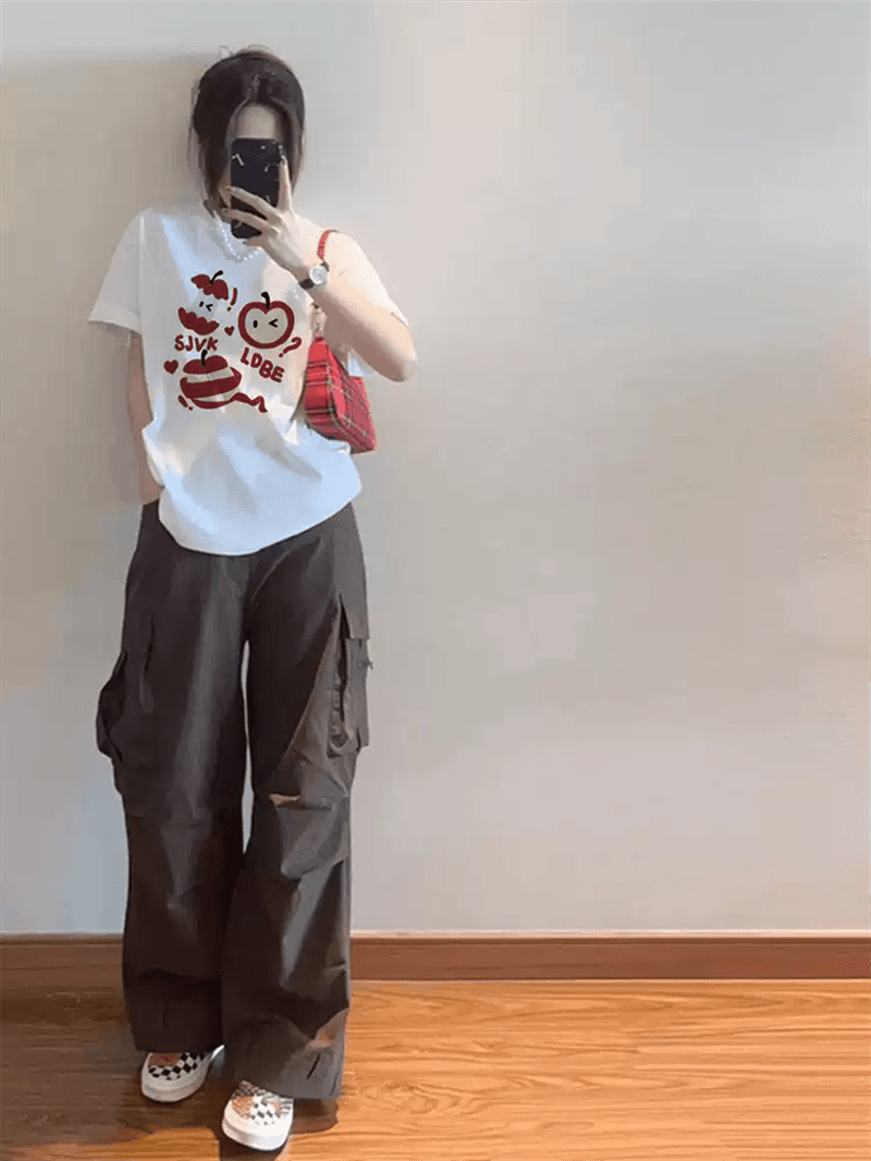 경관 그림 21 순면 210 그램 이후 패키지 칼라 여름 드레스 한 부서 반팔 티셔츠 여성 한국 스타일 루즈핏 빅 사이즈 프린트 상세 이미지 5
