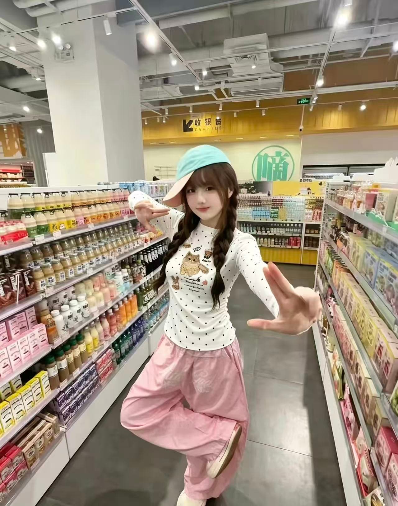 220 그램 40 빗질하다 92 면 8 암모니아 Lun 도트 무늬 몸매 가꾸기 긴팔 티셔츠 여성 상세 이미지 5