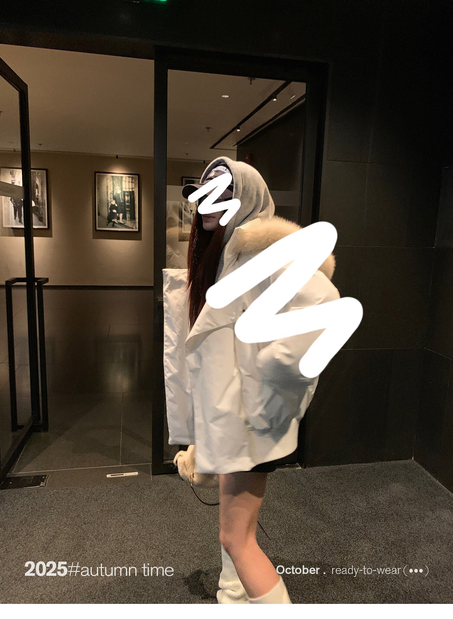 sunoneone 블루스 순간 여우 모피 칼라 쇼트 스타일 자이언트 잘 생긴 아래 면화 의류 여자 작은 키 재킷 상세 이미지 16