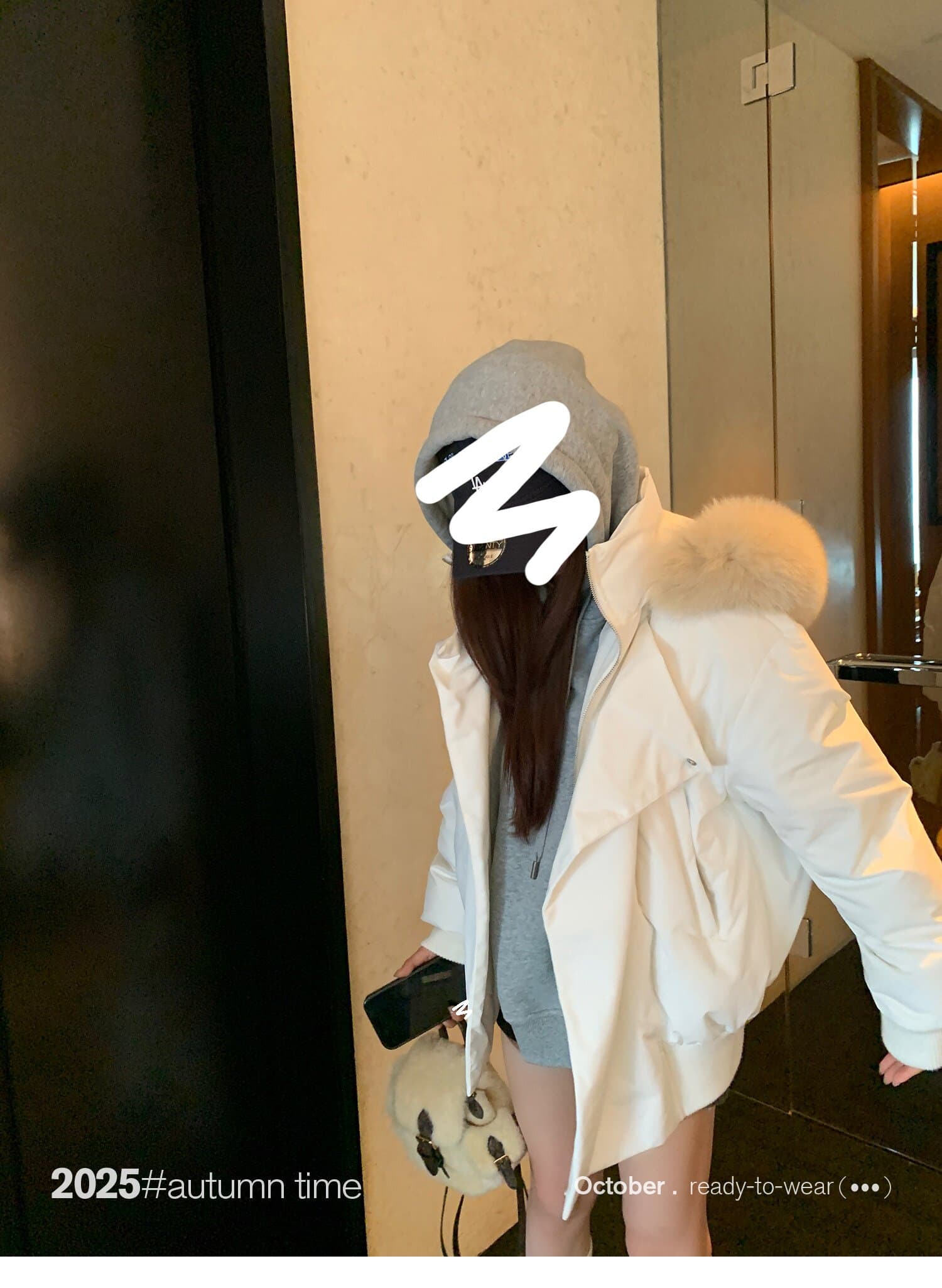sunoneone 블루스 순간 여우 모피 칼라 쇼트 스타일 자이언트 잘 생긴 아래 면화 의류 여자 작은 키 재킷 상세 이미지 23