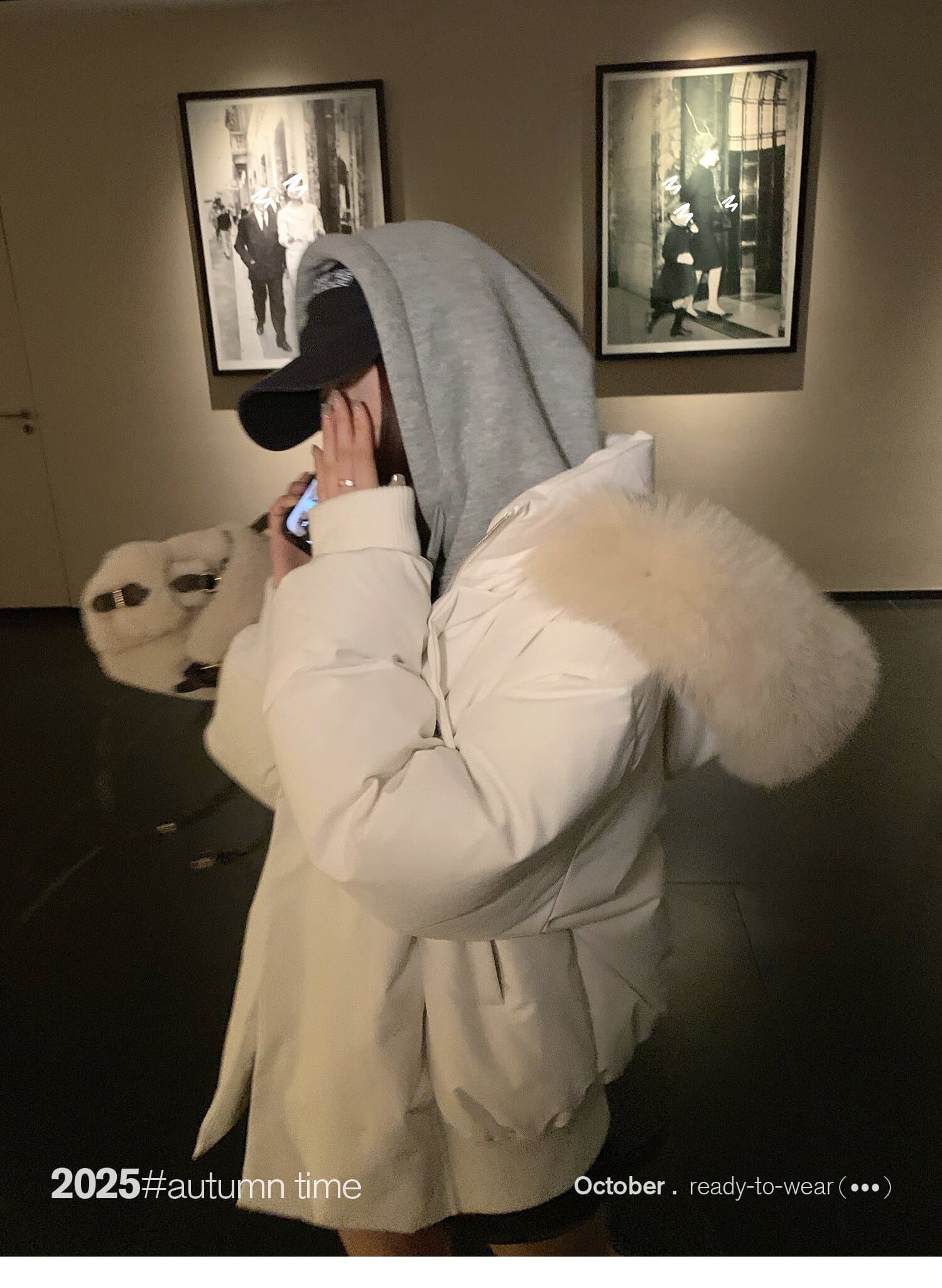 sunoneone 블루스 순간 여우 모피 칼라 쇼트 스타일 자이언트 잘 생긴 아래 면화 의류 여자 작은 키 재킷 상세 이미지 34