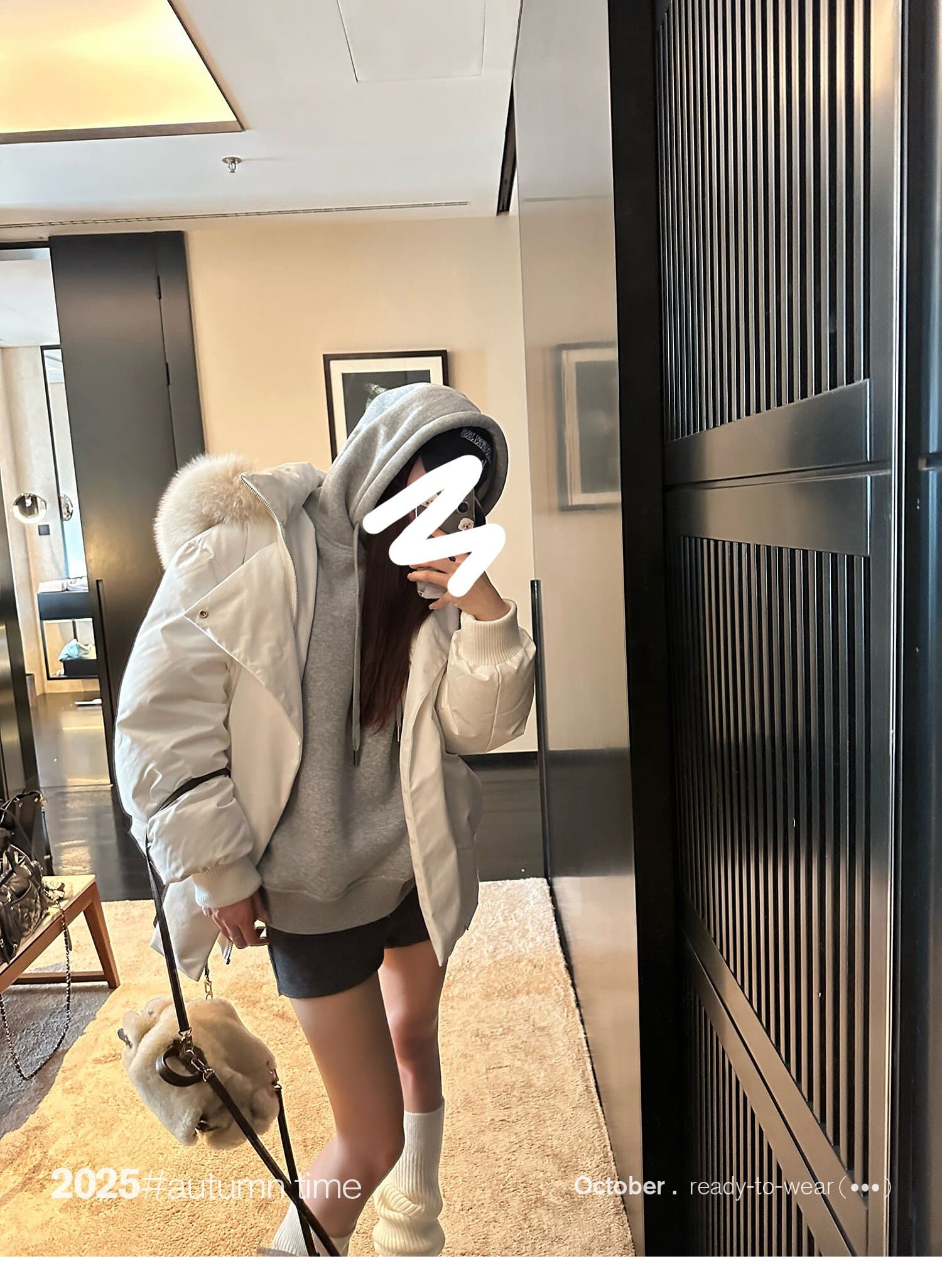 sunoneone 블루스 순간 여우 모피 칼라 쇼트 스타일 자이언트 잘 생긴 아래 면화 의류 여자 작은 키 재킷 상세 이미지 55