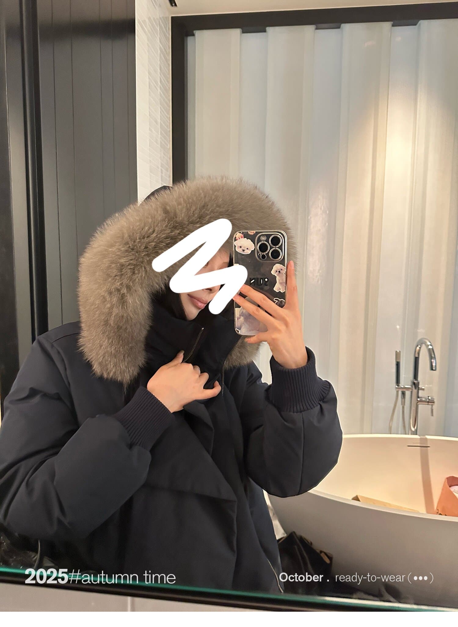 sunoneone 블루스 순간 여우 모피 칼라 쇼트 스타일 자이언트 잘 생긴 아래 면화 의류 여자 작은 키 재킷 상세 이미지 59