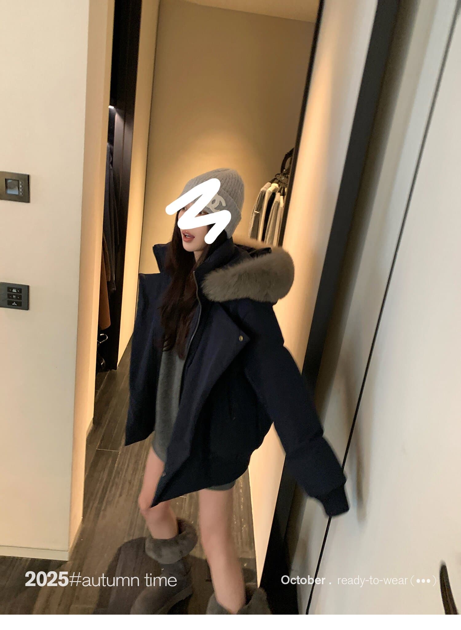 sunoneone 블루스 순간 여우 모피 칼라 쇼트 스타일 자이언트 잘 생긴 아래 면화 의류 여자 작은 키 재킷 상세 이미지 63