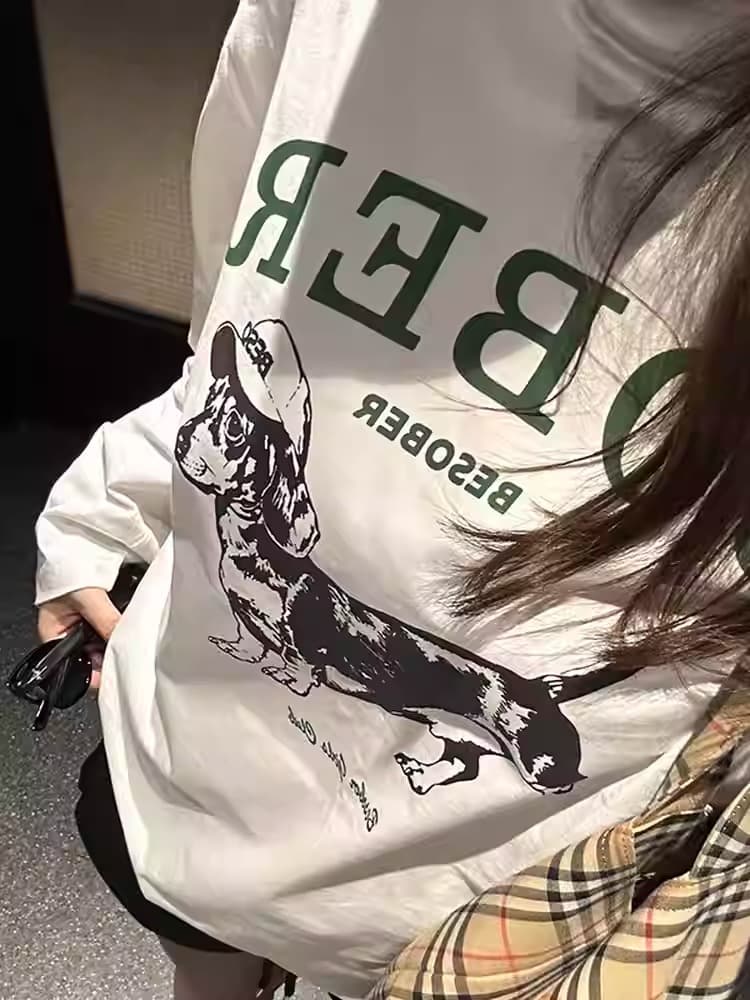 경관 그림 21 순면 210 그램 가을 의상 긴팔 티셔츠 여성 루즈핏 맨위 프린트 상세 이미지 4