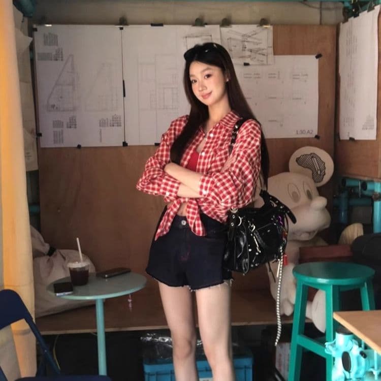 빨간색 체크무늬 레트로 셔츠 재킷 새로운 루즈핏 캐주얼 느긋한 긴팔 맨위 셔츠 이미지 3