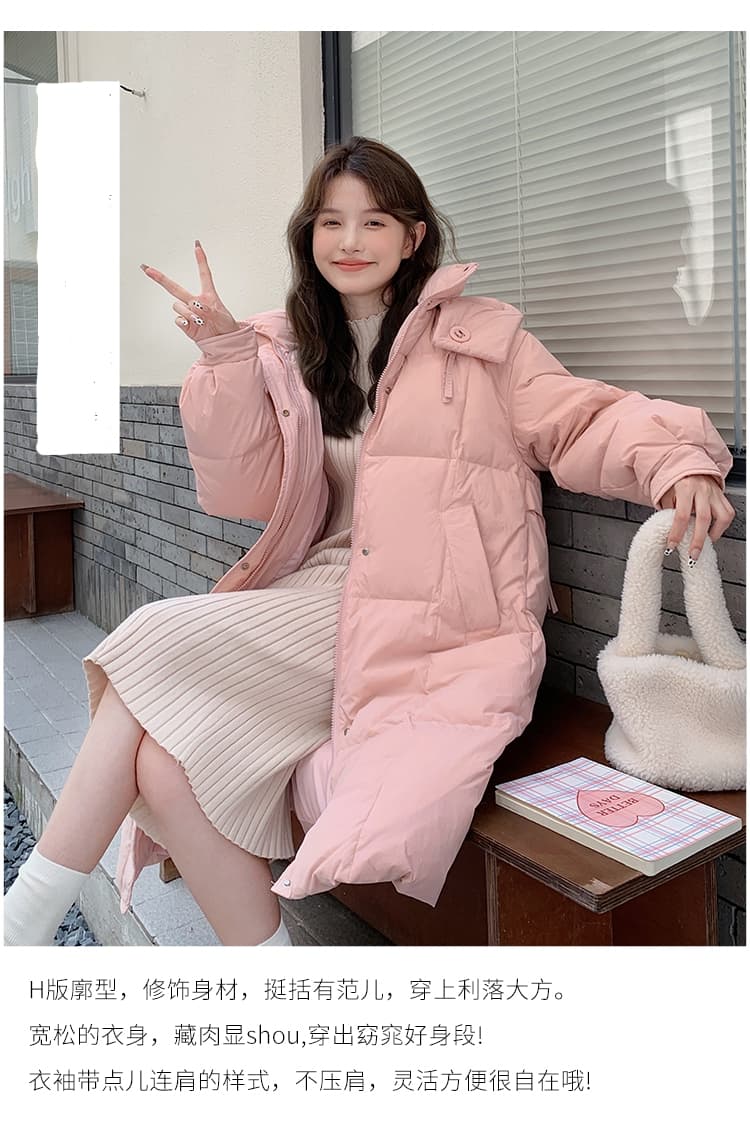 새로운 한 부서 면 의류 여성 2026 겨울 무릎 아래 후드 다용도 루즈핏 빅 사이즈 면 옷 두꺼운 재킷 트렌디 상세 이미지 4