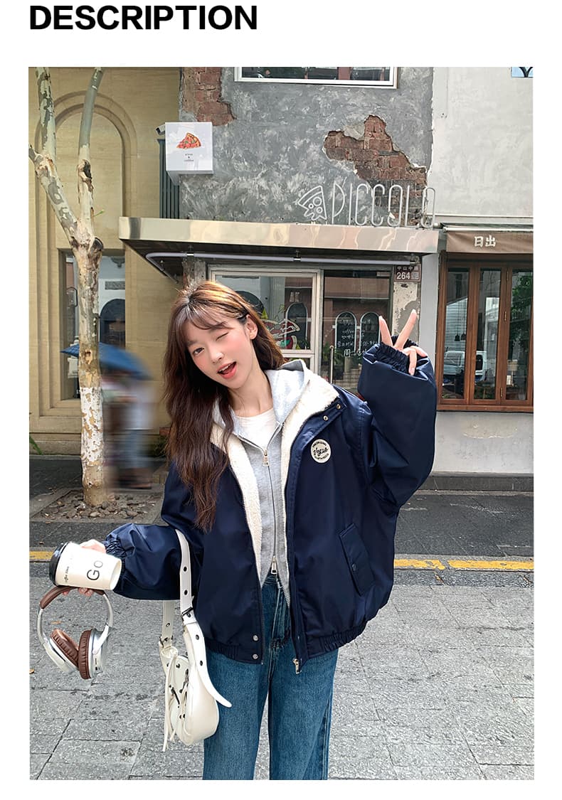 아메리칸 레트로 쇼트 스타일 면 의류 여성 양털 털이 있는 목화 진딧물 겨울 새로운 학생 oversize 재킷 트렌디 상세 이미지 4