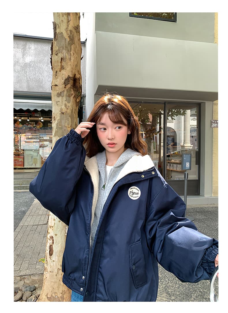 아메리칸 레트로 쇼트 스타일 면 의류 여성 양털 털이 있는 목화 진딧물 겨울 새로운 학생 oversize 재킷 트렌디 상세 이미지 7