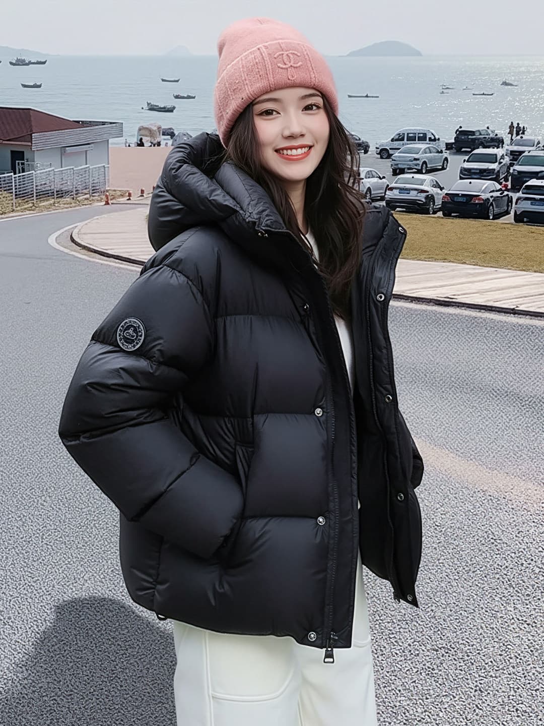 우유 씽 하는 소리 2026 겨울 보온 버블 푸 아래 면화 의류 여자 두꺼운 루즈핏 고급 센스 빵 외투 이미지 2