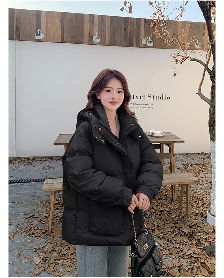 화이트 덕 다운 겨울 새로운 한국 스타일 작은 키 두꺼운 보온 다운 재킷 여성 허리 수축 슬림해 보이는 후드 패딩 재킷 상세 이미지 30