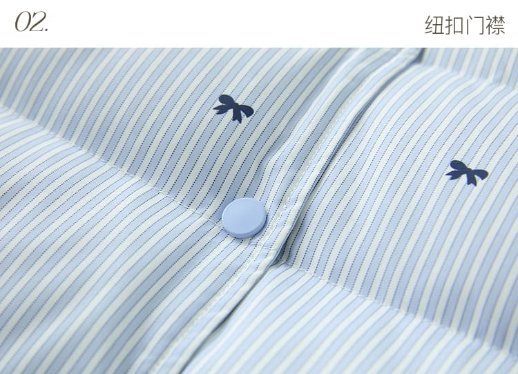 화이트 덕 다운 sancai 독립적 인 일어나세요. 스트라이프 파란색 다운 재킷 여성 작은 키 쇼트 스타일 새로운 패딩 재킷 상세 이미지 28