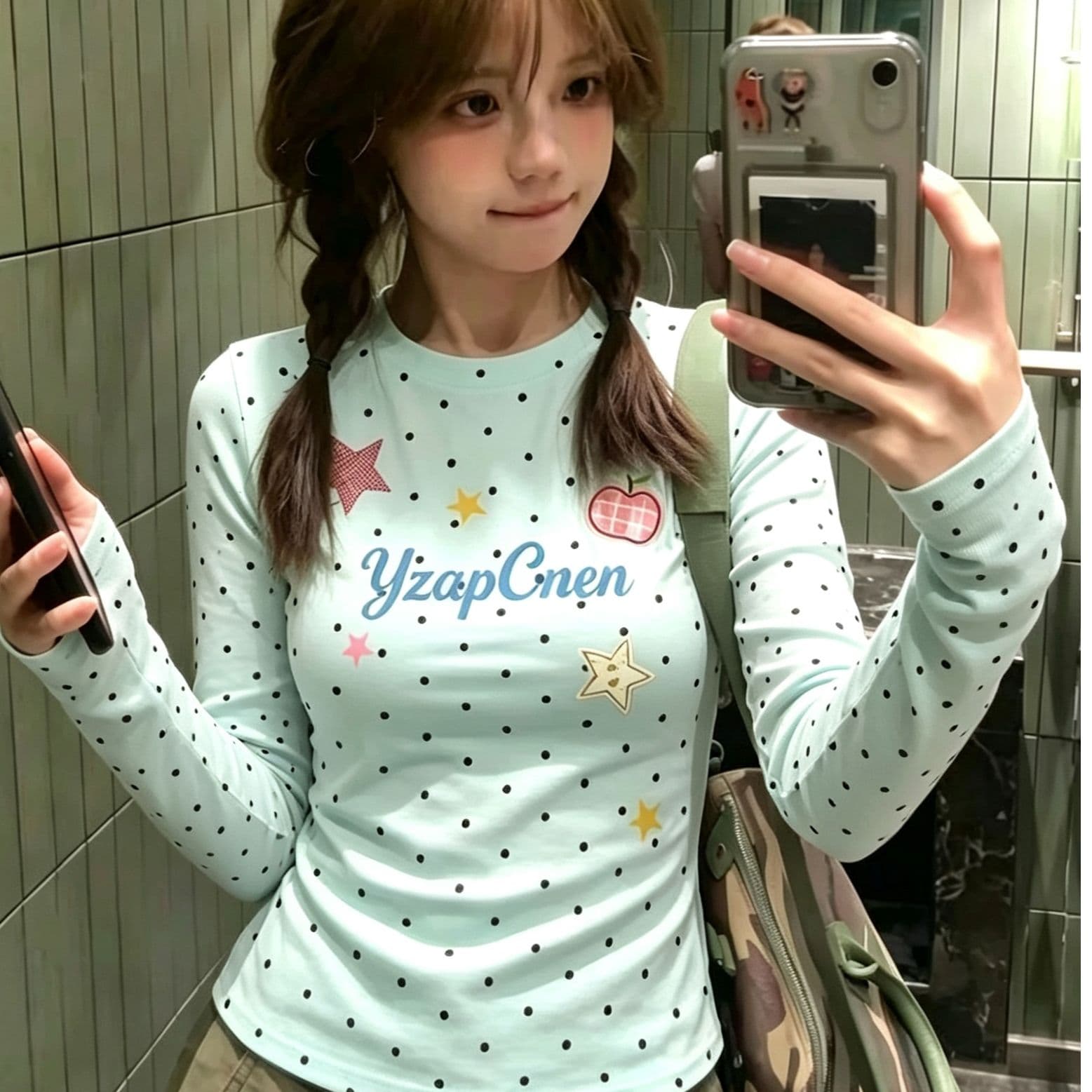 220 그램 40 빗질하다 92 면 8 암모니아 Lun 도트 무늬 몸매 가꾸기 긴팔 티셔츠 여성