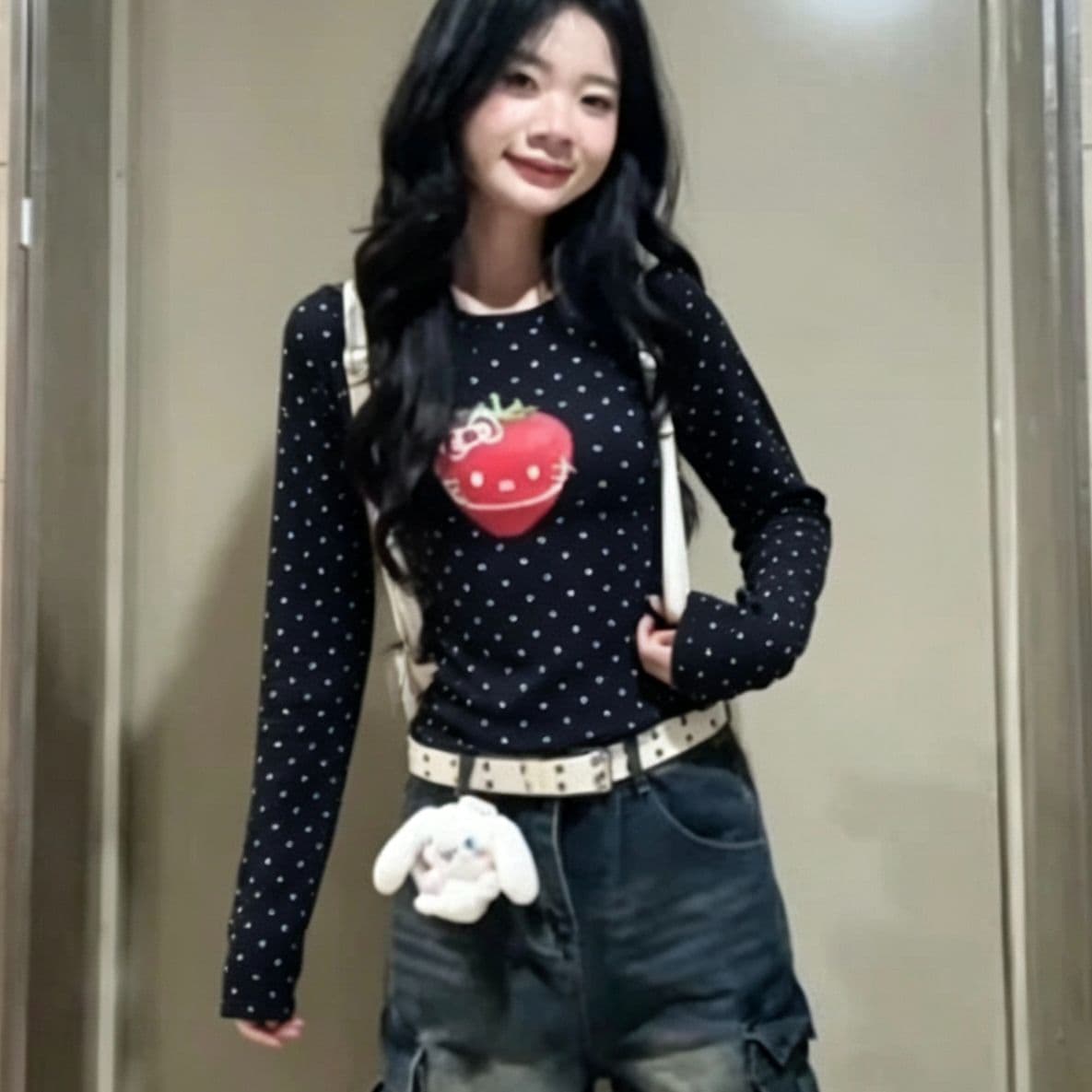220 그램 40 빗질하다 92 면 8 암모니아 Lun 도트 무늬 몸매 가꾸기 긴팔 티셔츠 여성