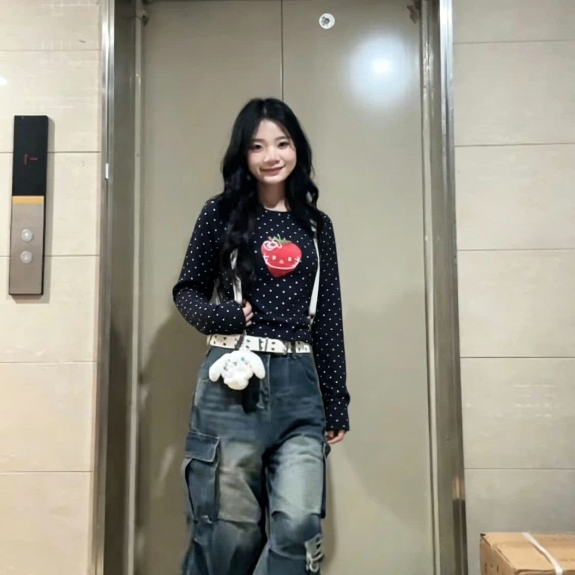 220 그램 40 빗질하다 92 면 8 암모니아 Lun 도트 무늬 몸매 가꾸기 긴팔 티셔츠 여성 이미지 3
