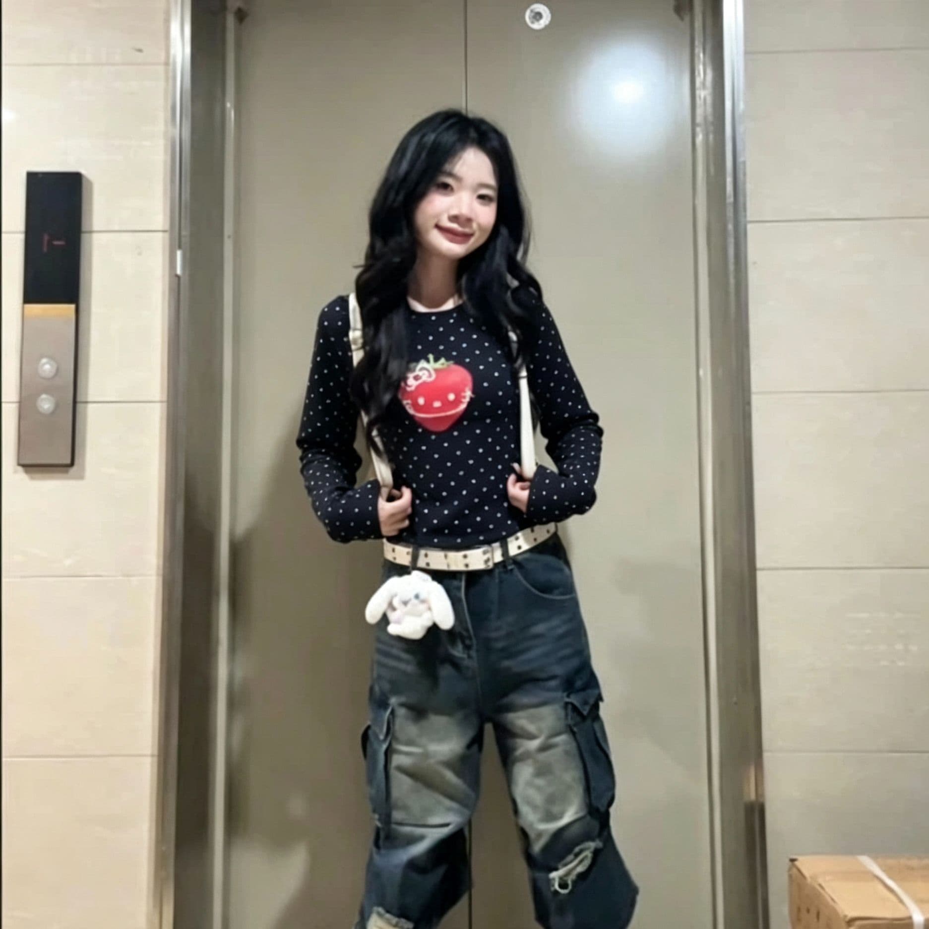 220 그램 40 빗질하다 92 면 8 암모니아 Lun 도트 무늬 몸매 가꾸기 긴팔 티셔츠 여성 이미지 2