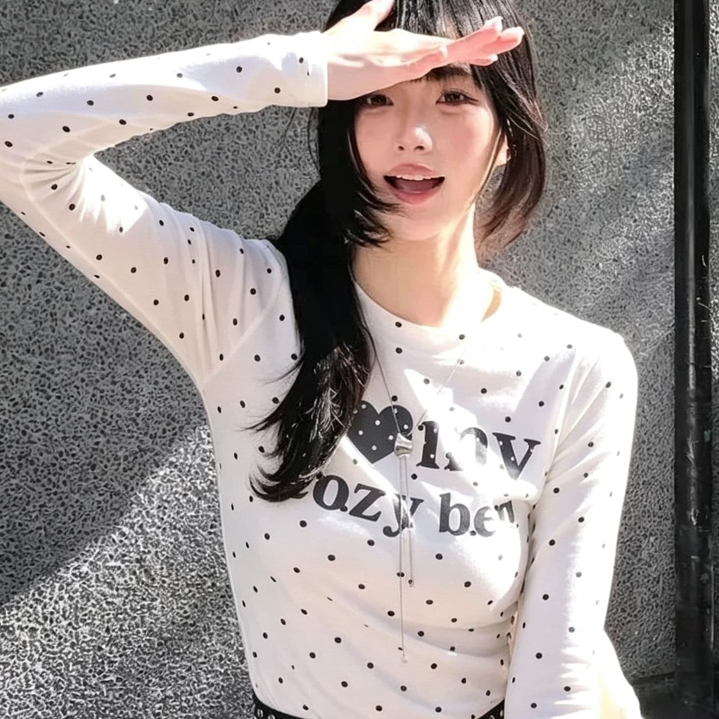 220 그램 40 빗질하다 92 면 8 암모니아 Lun 도트 무늬 몸매 가꾸기 긴팔 티셔츠 여성