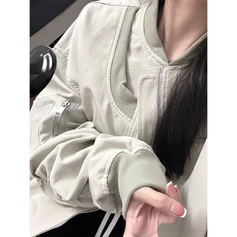 원본 것 2026 비행복 재킷 여성 코트 봄 가을 아메리칸 디자인 센스 vintage 높음 거리 야구 유니폼 상세 이미지 5