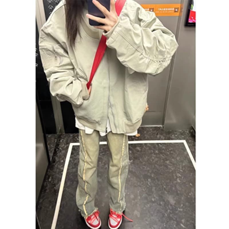 원본 것 2026 비행복 재킷 여성 코트 봄 가을 아메리칸 디자인 센스 vintage 높음 거리 야구 유니폼 상세 이미지 6