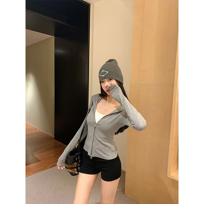 달콤한 매운맛 해군 후드 티 스웨터 여성 코트 가을 새로운 몸매 가꾸기 슬림해 보이는 다용도 더블 지퍼 긴팔 맨위 상세 이미지 11