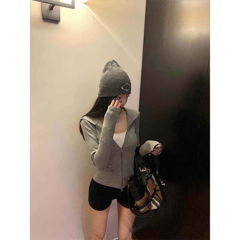 달콤한 매운맛 해군 후드 티 스웨터 여성 코트 가을 새로운 몸매 가꾸기 슬림해 보이는 다용도 더블 지퍼 긴팔 맨위 상세 이미지 12