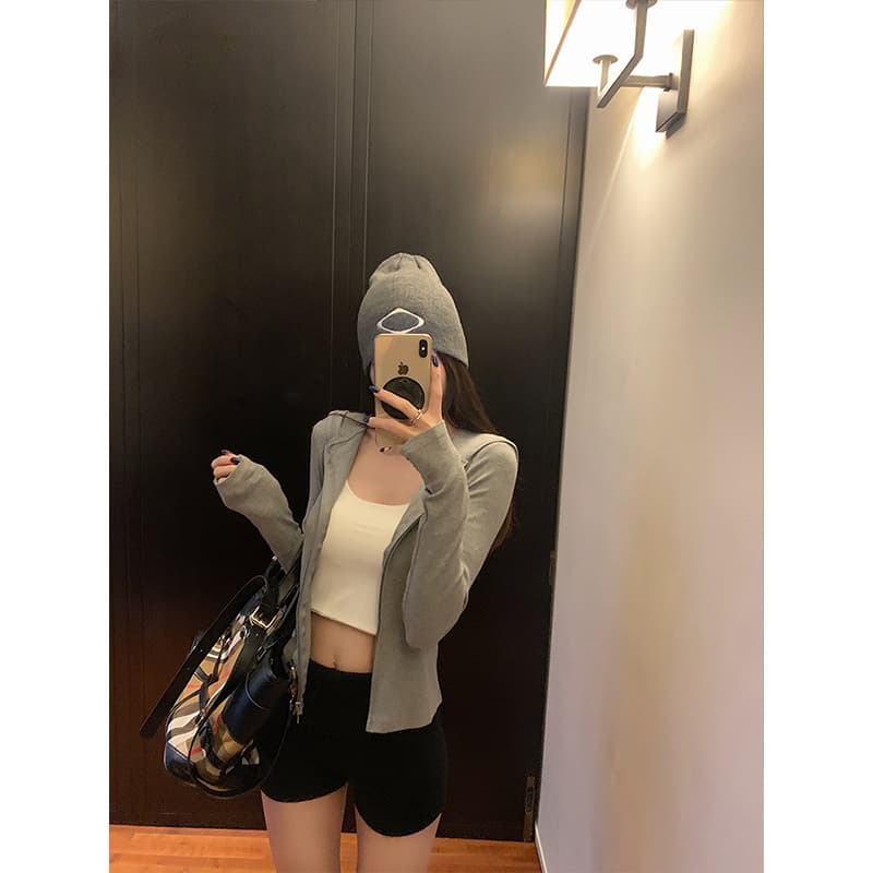 달콤한 매운맛 해군 후드 티 스웨터 여성 코트 가을 새로운 몸매 가꾸기 슬림해 보이는 다용도 더블 지퍼 긴팔 맨위 상세 이미지 13