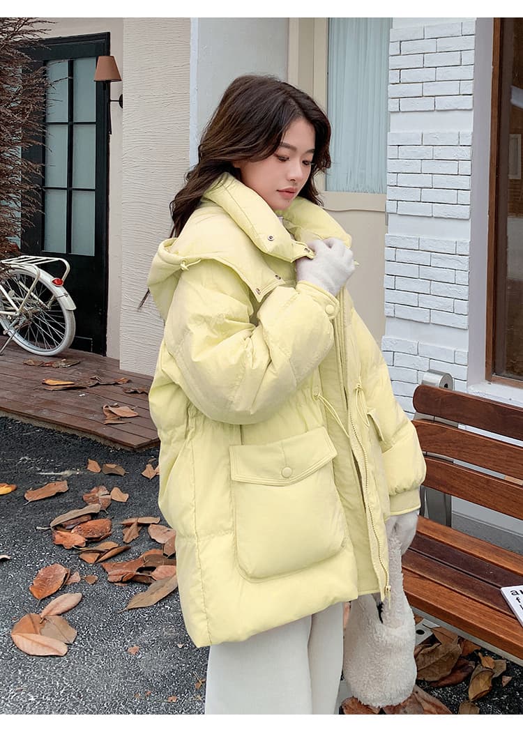 화이트 덕 다운 2026 가을 겨울 새로운 쇼트 스타일 다운 재킷 여성 펌프 로프 허리 수축 두꺼운 보온 재킷 상세 이미지 24