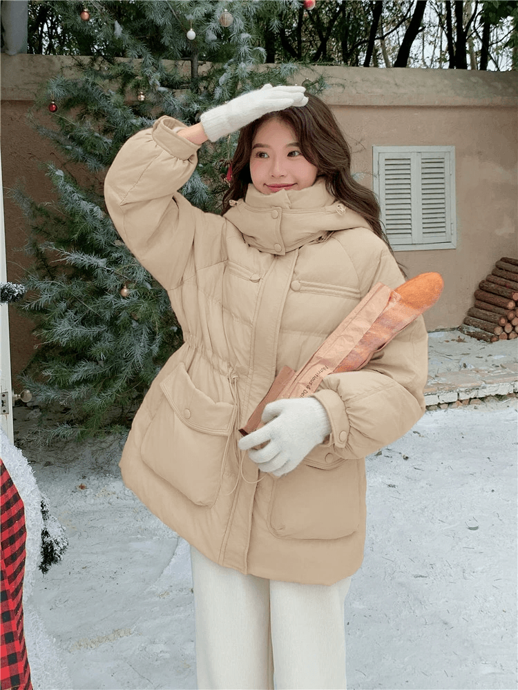화이트 덕 다운 2026 가을 겨울 새로운 쇼트 스타일 다운 재킷 여성 펌프 로프 허리 수축 두꺼운 보온 재킷 상세 이미지 41