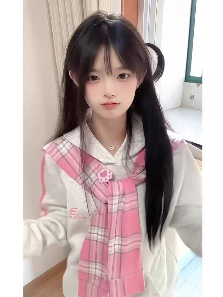 얇은 스타일 후아 면 복합 원본 솜씨 광저우 체크무늬 자수 탈착식 숄 후드 티 스웨터 여성