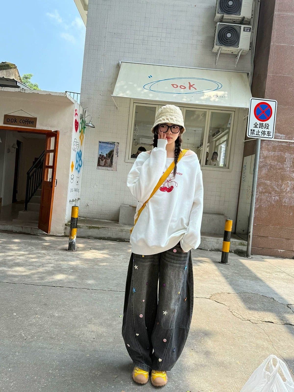 남자 바 면 오프숄더 프린트 후드티 여성 얇은 스타일 털이 있는 이미지 2