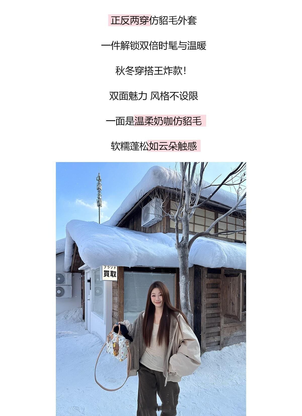 눈 국가 따뜻한 겨울 양면 착용 무거운 두꺼운 좌 산 조각 워싱 면 의류 재킷 재킷 수달 털 다용도 여성 상세 이미지 21