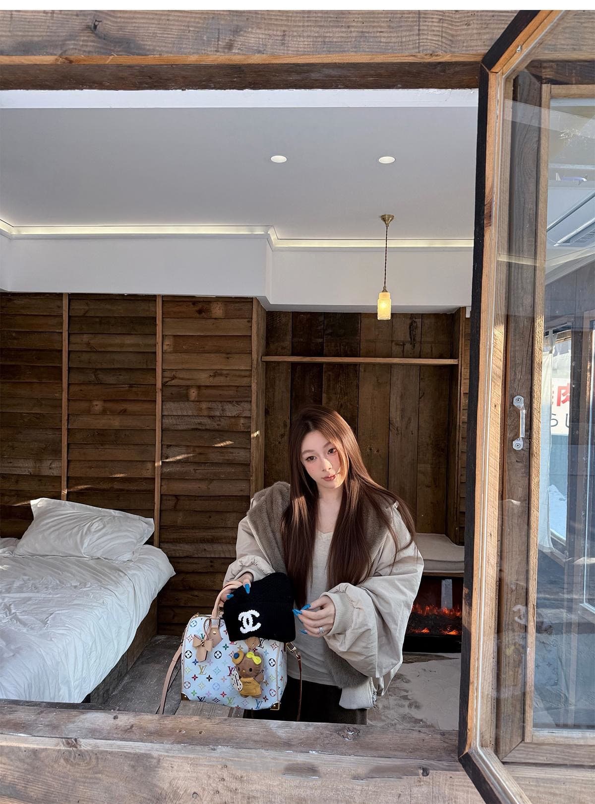 눈 국가 따뜻한 겨울 양면 착용 무거운 두꺼운 좌 산 조각 워싱 면 의류 재킷 재킷 수달 털 다용도 여성 상세 이미지 26