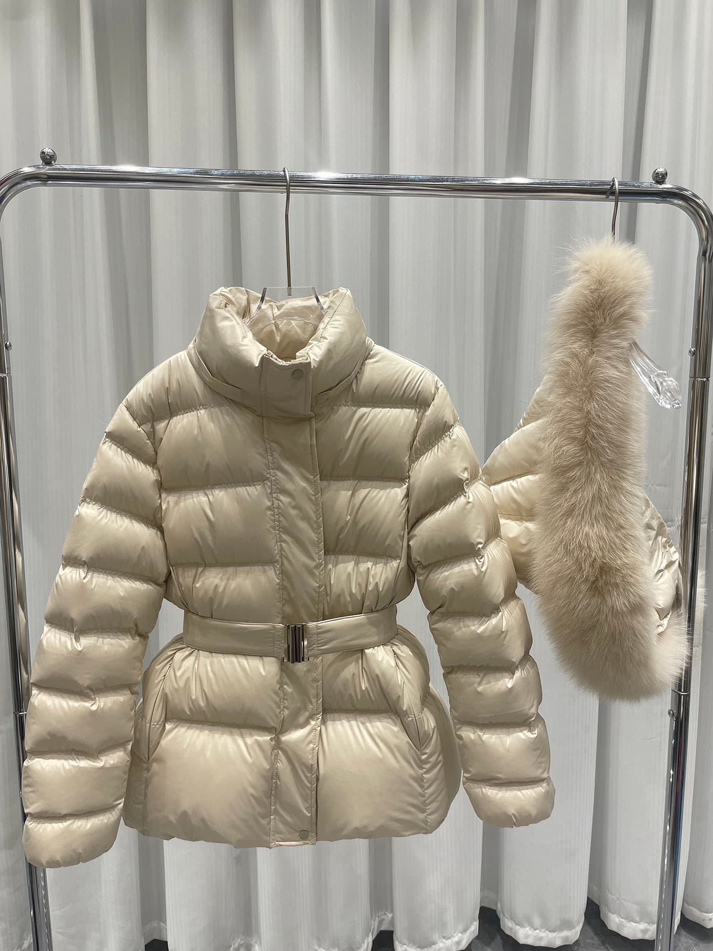 한 부서 부드러운 바람 모피 칼라 허리 수축 패딩 재킷 다운 코트 겨울 재킷 두꺼움 목화 진딧물 새로운 한국 스타일 면 의류 여성 상세 이미지 6