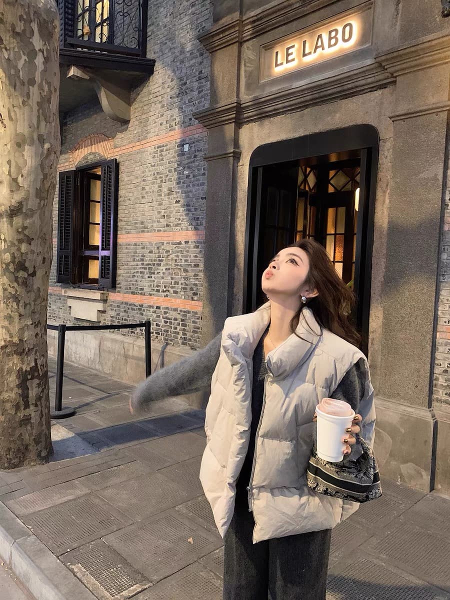lilylikes 아래 면화 의류 작은 유럽 패키지 새로운 한국 스타일 루즈핏 스탠드 칼라 워싱 고급 빗질된 면 베스트 여성 코트 상세 이미지 8