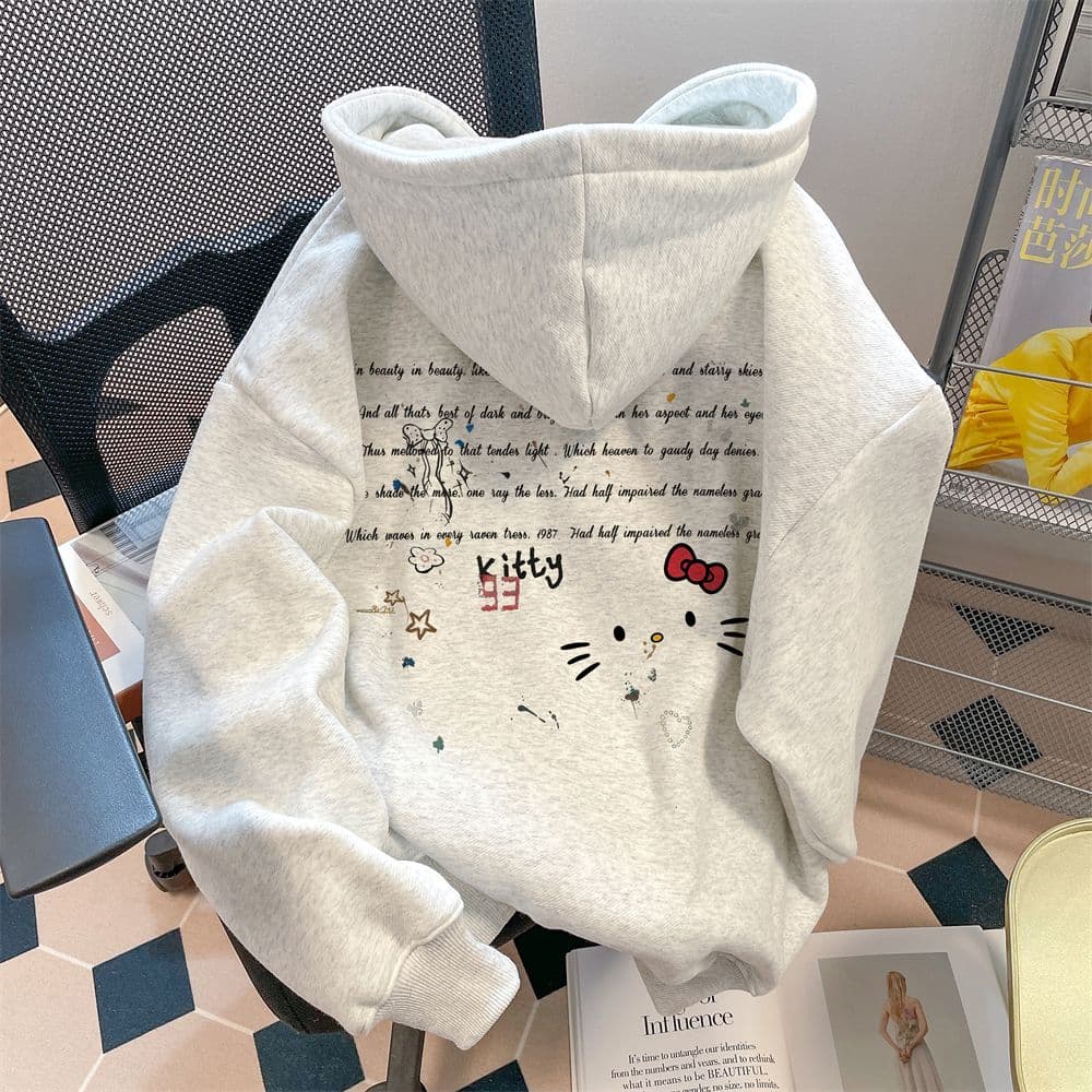 국방 Mianhua 면 복합 우유 실크 300 그램 은 여우 플러시 400g 루즈핏 가을 겨울 다용도 후드 티 스웨터 상세 이미지 3